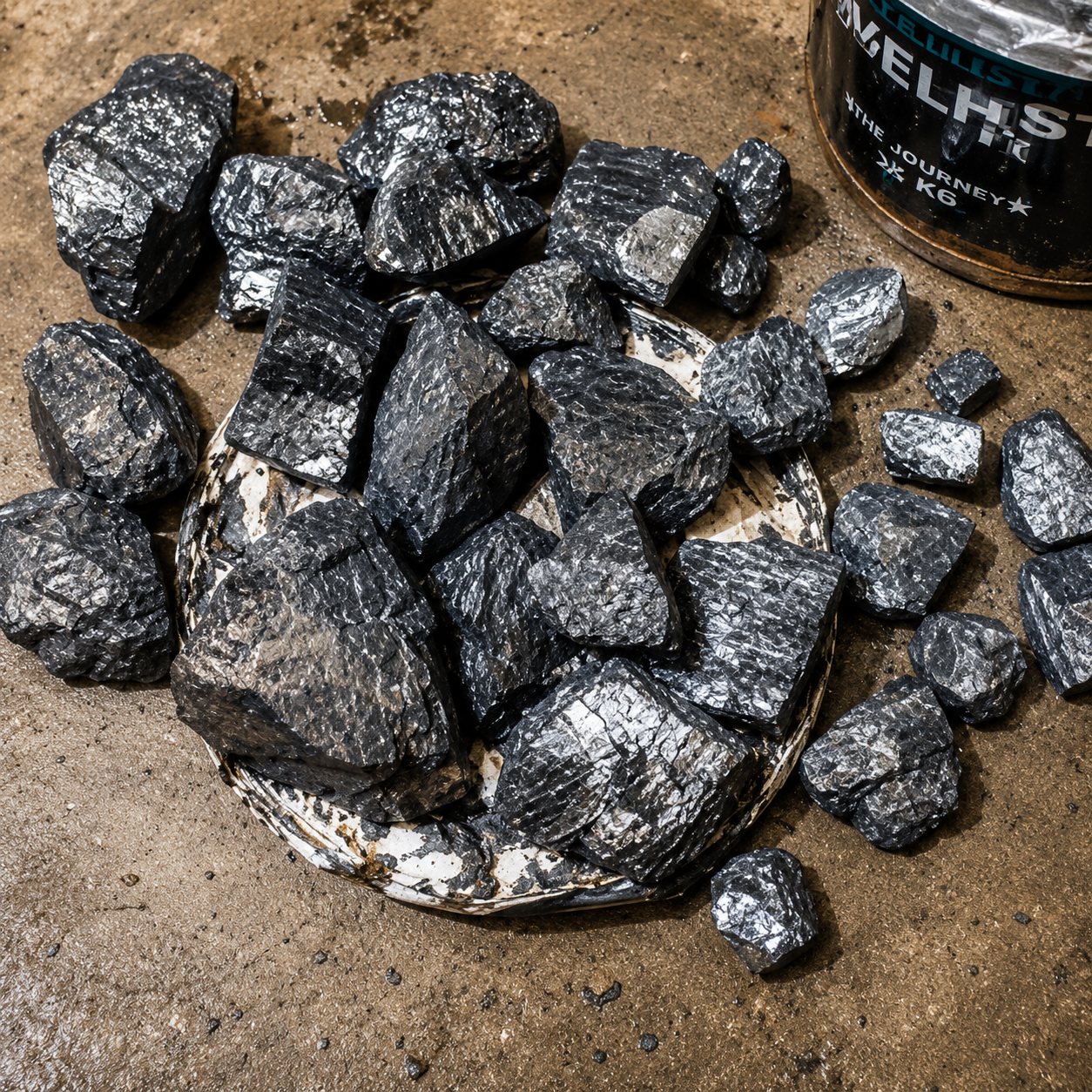 Tourmaline and black ore fragments