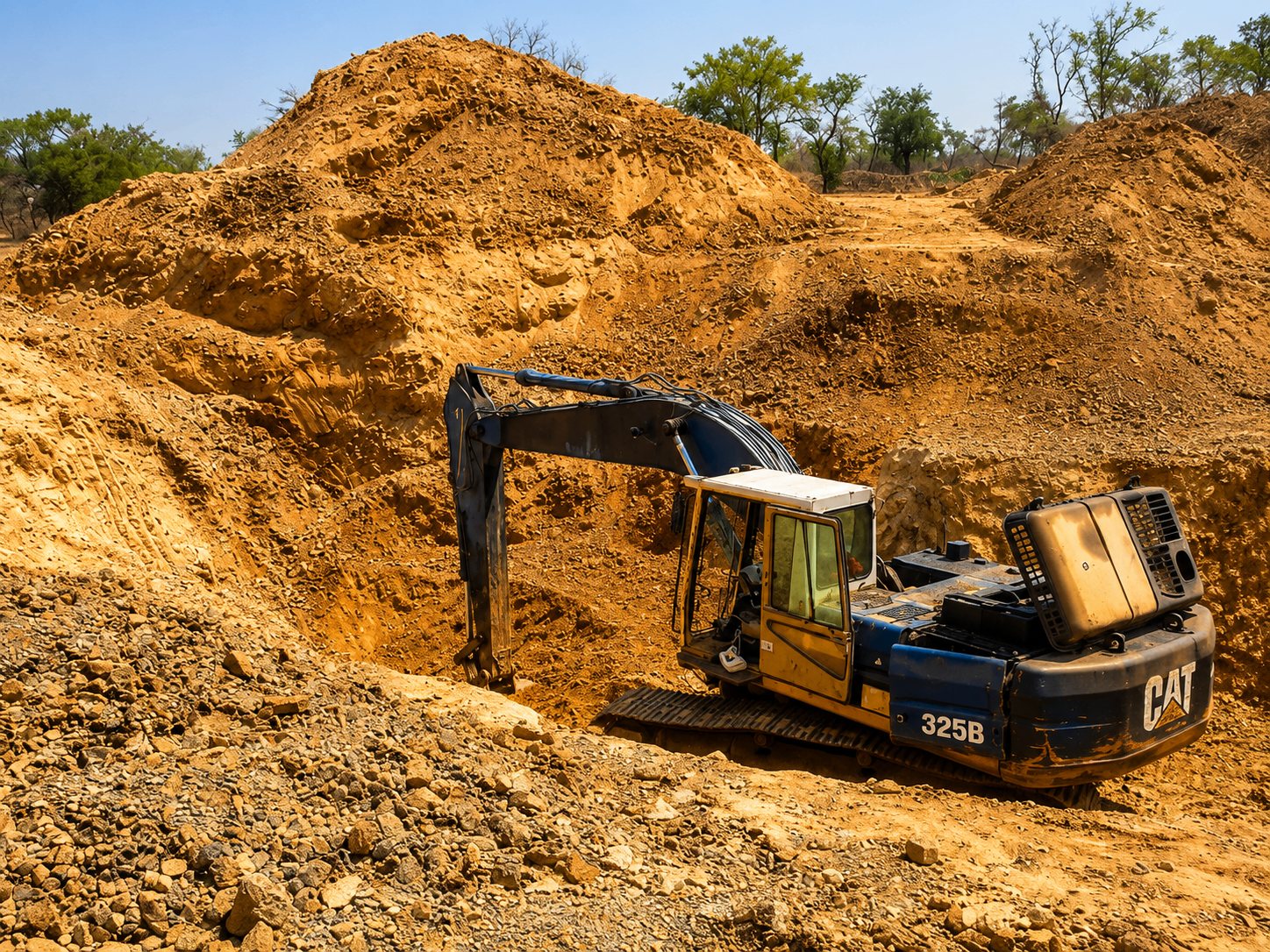 Excavator working at a mining site