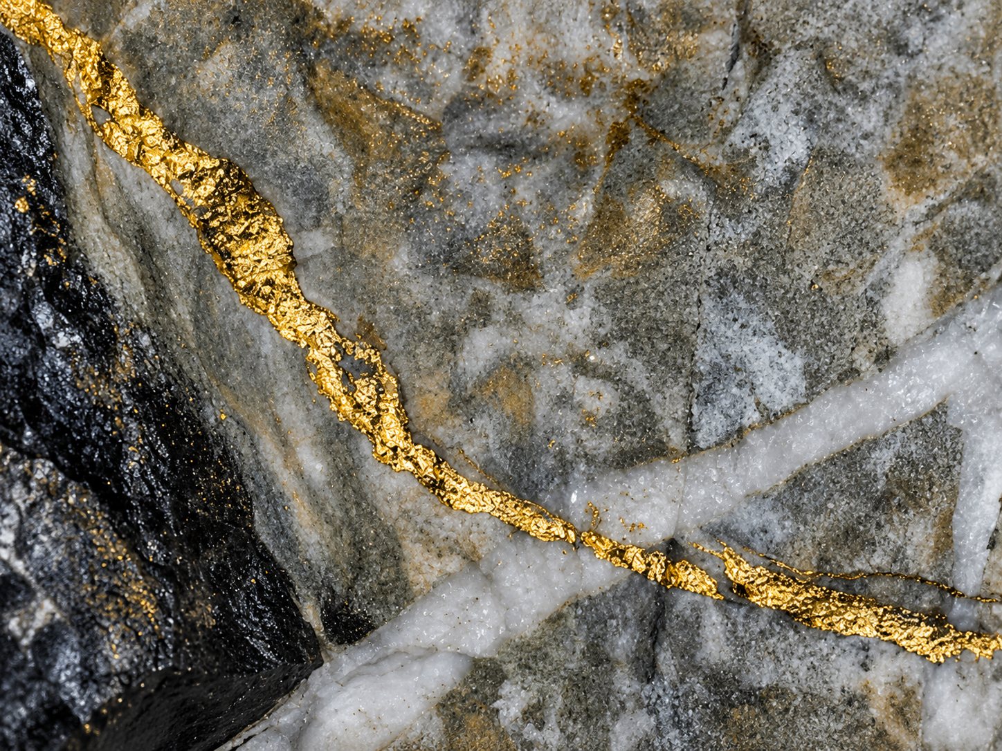 Gold vein running through quartz